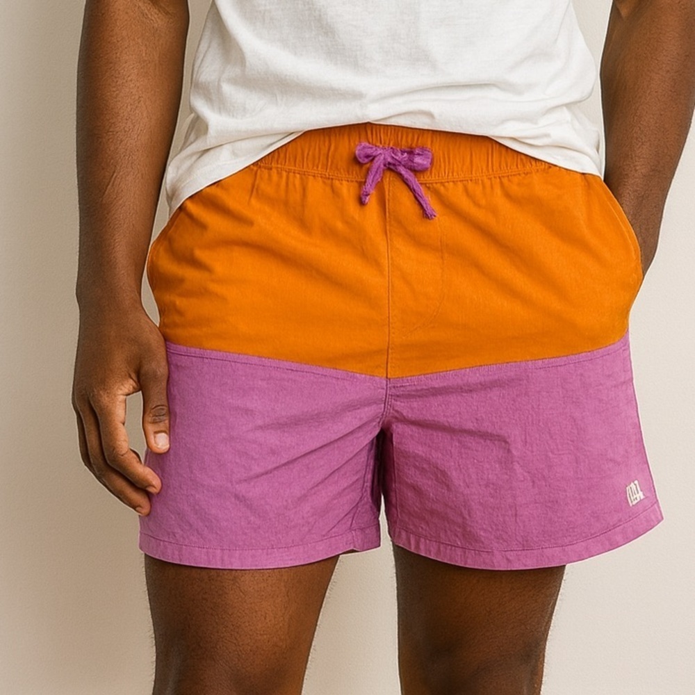 Colorblock Orange and Purple Men Shorts